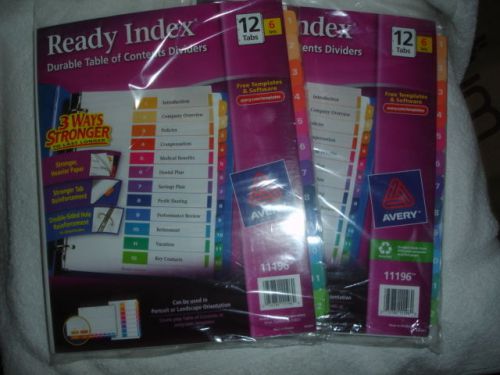 2 Packs Avery Ready Index Table of Contents Dividers, 12-Tab Set, 6 Sets (11196)