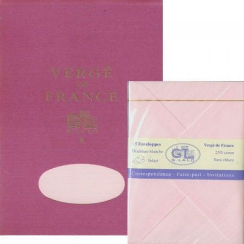 G Lalo Pink Rose Writing Tablet with Matching Envelopes