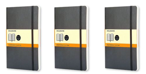 Pack of 3 Moleskine Classic Ruled Soft Cover Notebook, extra Large 7.5 x 10-In