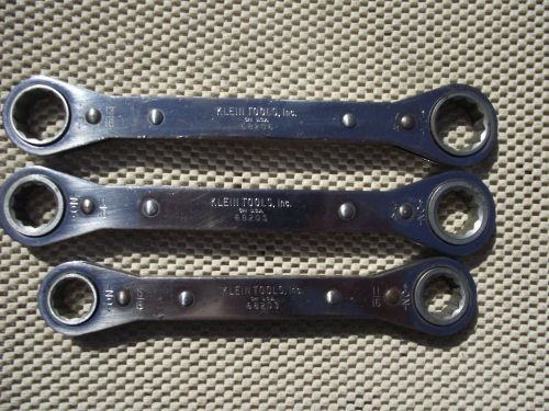 Ratcheting wrench set, klein tools, 3pcs , 12 pts 11/16-3/4 7/8-13/16,5/8-11/16, for sale
