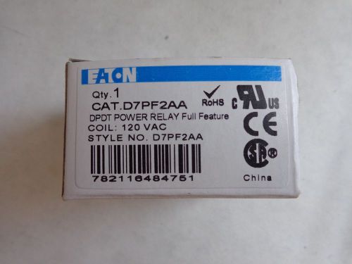 Cutler hammer eaton dpdt power relay d7pf2aa 120vac coil for sale