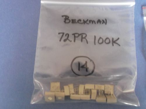 72PR100K - QTY 14 - NEW BECKMAN  100K OHM 10% SINGLE TURN