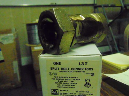 T&amp;b split bolt connector 4/0 to 750 mcm 13t for sale