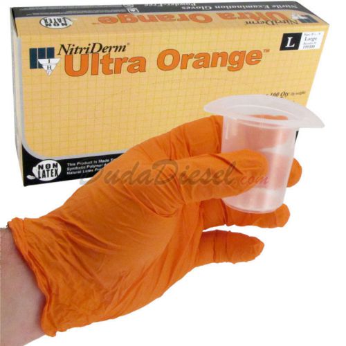 NitriDerm Nitrile Exam Gloves Powder Free Large Orange (Pack of 100)