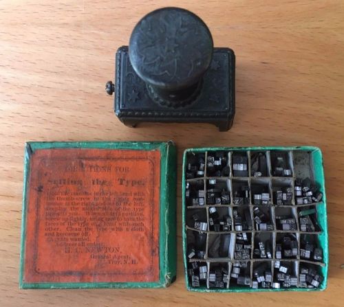 c.1870 ANTIQUE LETTERPRESS HAND PRINTING Metal Type TYPOGRAPHY HC Newton TROY NH