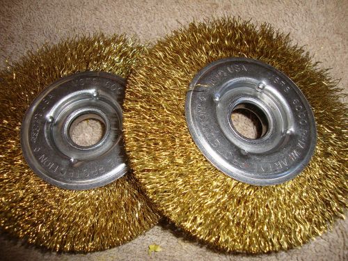 lot 2 un- OSBORN PURE brass  wire wheel brush - 4&#034;o.d x 5/8&#034;i.d x 1/2&#034; thickness