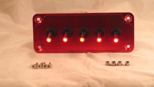 Billet : red anodized plate w/ led toggle switches - red for sale