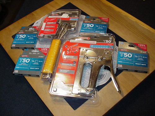 Two Staple Guns Arrow HT50P Hammer &amp; T50P Hand Staple Guns &amp; 4 Boxes of Staples