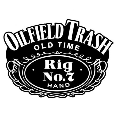 OILFIELD TRASH BLACK LABEL Contour Cut Hard Hat Sticker Oilfield Trash Decal