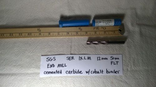 SGS END MILL CEMENTED CARBIDE W/ COBALT BINDER DRILL 43135 ser 1XLM 12mm 50mm FL