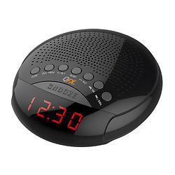 QFX AM/FM LED  Alarm Clock Radio - Black (CR-30BLK)