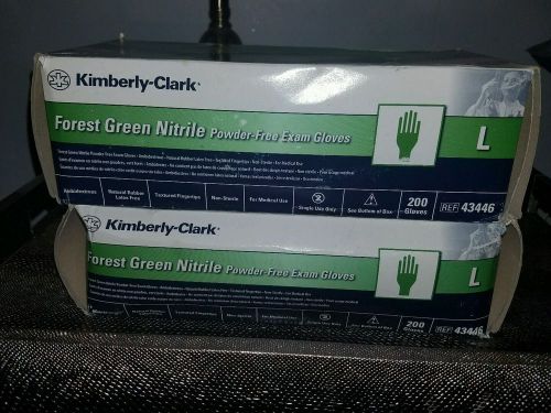 2 box /200 kimberly-clark 43446 large forest green nitrile powderfree gloves for sale