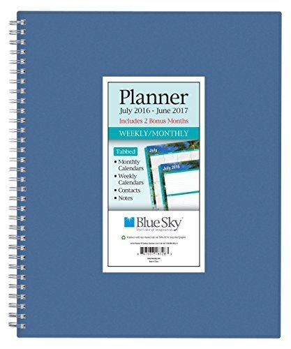 Blue Sky 2016-2017 Academic Year Weekly &amp; Monthly Planner, Wire-O Binding, 8.5&#034;