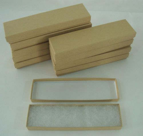 10 New 8&#034; x 2&#034; x 7/8&#034; Jewelry Gift Boxes Cotton Filled Kraft Store Supplies