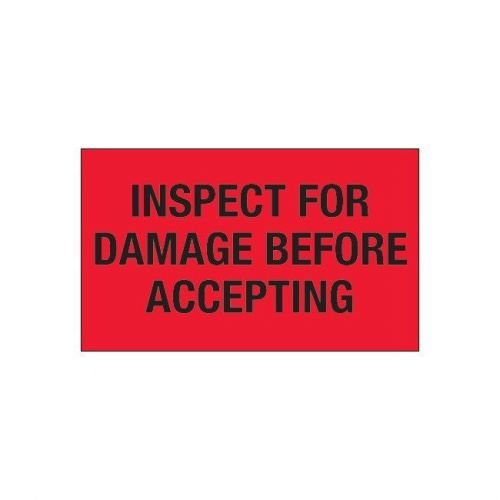 Tape Logic Labels, Inspect For Damage Before Accepting, 3x5, Red, 500 Per Roll