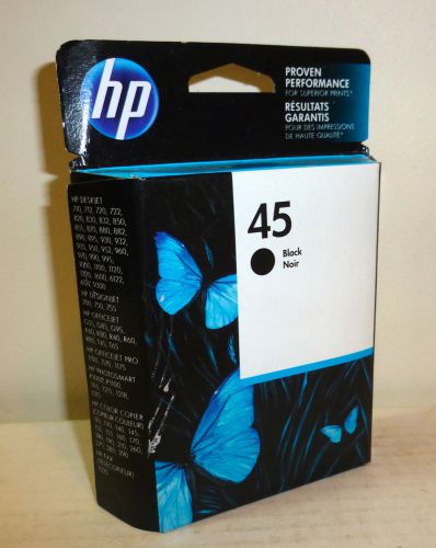 HP 45 Black Original Printer Ink Cartridge, New Unopened box Exp. 2018