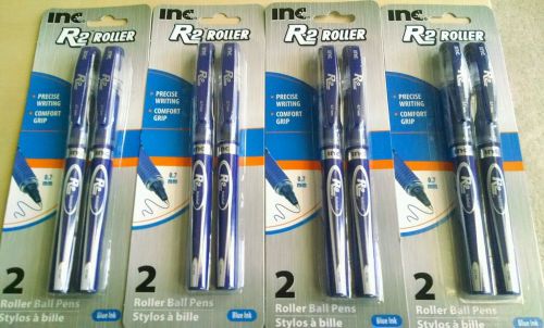 New Look! Inc R-2 Comfort-Grip Rollerball Pens 0.7mm BLUE Ink, 4 Packs of 2 Pens