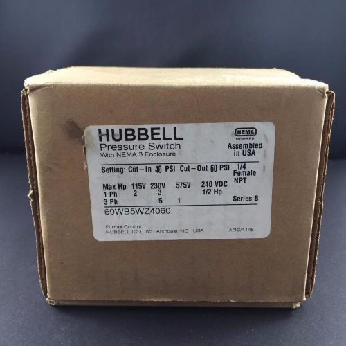 HUBBELL Weather Proof 69WB5WZ4060 Pressure Switch W/ NEMA 3 Enclosure