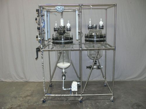 Sentinel Process Systems 2 Glass Reactor Skid, Wilden Pump, Agitator &amp; Valves