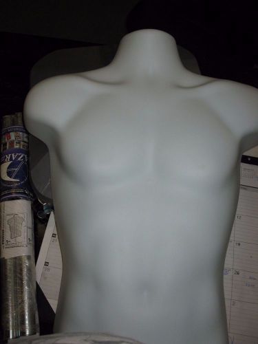 Retail White Plastic Male Bust on Wheeled Plastic Base 19&#034;W x 5&#034;D x 22.75&#034;H