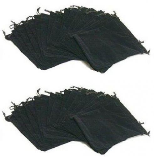 1 X Pack Of 25 Large 7 X 5 Pouches - Elegant Black Velvet Drawstring Jewelry