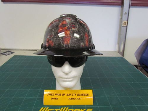 Hard hat full brim custom hydro dipped , osha approved cyborg skull black  new for sale