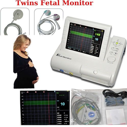 Hot Twins Fetal Monitor 3-parameter FHR Ultrasound TOCO Probe, Printer Prenatal