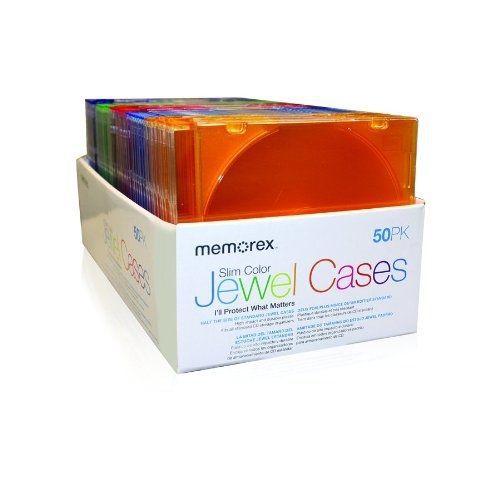 Memorex 50-pack Slim CD Jewel Case (5mm)- Assorted Colors (Discontinued by