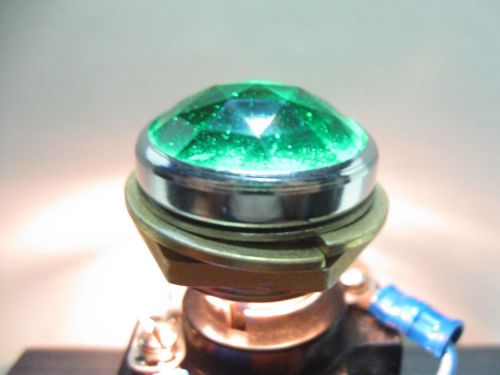 Vintage Dialco ? Panel Mount Indicator Light Lens Cap 1” Green Diamond Jewel