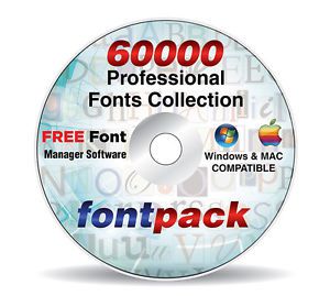 60000 Professional Fonts Collection Library Pack + FREE Font Management Software