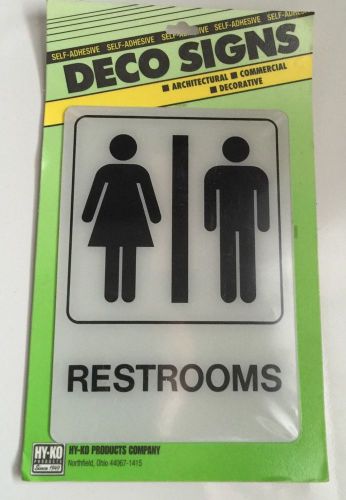 New HY-KO D23 Commercial Restrooms Unisex 5&#034; X 7&#034; Self Adhesive Deco Sign