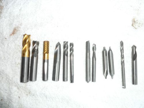 MACHINIST TOOLS - Carbide Tools Lot of 12 Pcs. Endmills, center drills  etc.