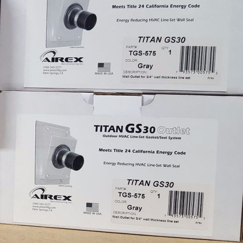 Airex TGS-575-G TITAN GS30 Wall Outlet for 3/4&#034; Thick HVAC Lineset, Gray