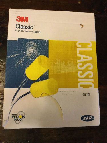 (200 pair box) 3m e-a-r classic disposable foam ear plugs 311-1101 corded for sale