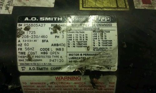 AO SMITH 3HP 60HZ 208-230/460V 3PH ELECTRIC MOTOR  part# p47150