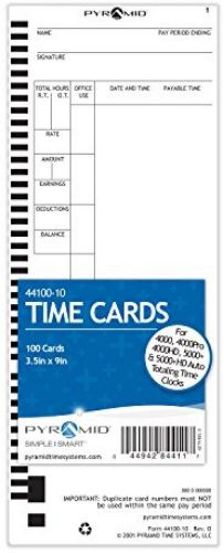 Pyramid 44100-10 Genuine Time Cards For 4000, 4000Pro, 4000HD, 5000 And 5000HD