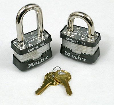 Master lock keyed different padlock (1-1/2&#034; shackle clearance) (1 lock) for sale