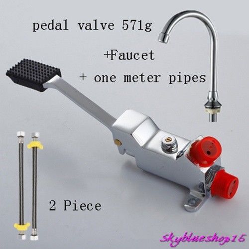 Foot pedal valve faucet copper vertical basin switch foot with 1m pipes hose for sale