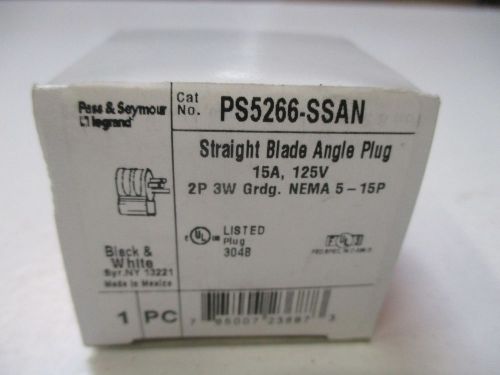 PASS &amp; SEYMOUR PS5266-SSAN STRAIGHT BLADE ANGLE PLUG 15A *NEW IN BOX*