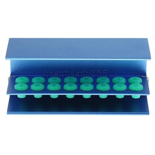 16 Holes Dental Bur Holder Block Autoclave Disinfection Box Equipment Blue