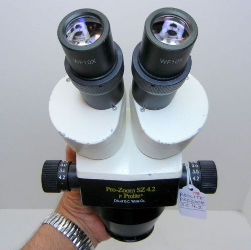 PROLITE OC WHITE PRO-ZOOM SZ 4.2 Microscope + WF10X + MEIJI DESK STAND #178