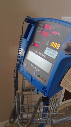 GE Pro 200V2 Vital Signs Monitor on Rolling Stand with Basket, NIBP Hose &amp; Temp