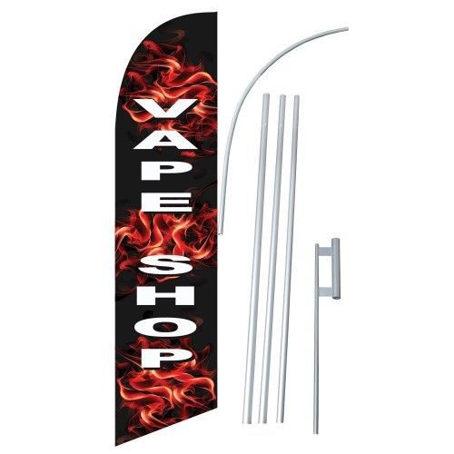 VAPE SHOP Windless Flag Swooper Full Sleeve Feather Banner 15&#039; Kit made USA