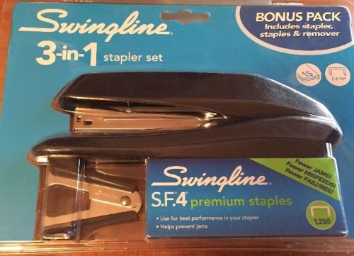 Swingline 3 in 1 stapler set black new for sale