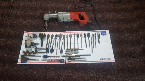 MILWAUKEE 1107-1 right angle DRILL with over 50$ worth of bits