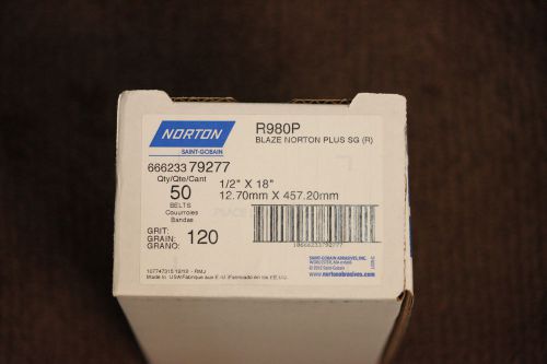 Norton Blaze R980P  1/2&#034; x 18&#034; Grindng Belt, 120 Grit