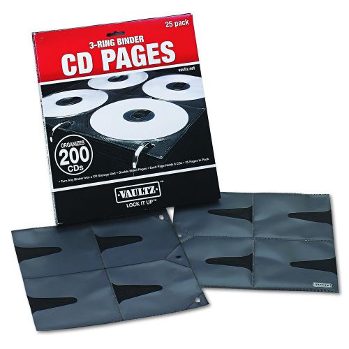 CD DVD Bluray Storage Double Side Pages Fit 3 Ring Binder 25 Sheets Vaultz