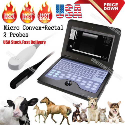 VET Veterinary portable Ultrasound Scanner Machine+2 Probes,Cow/Horse/Dog/Cat,US