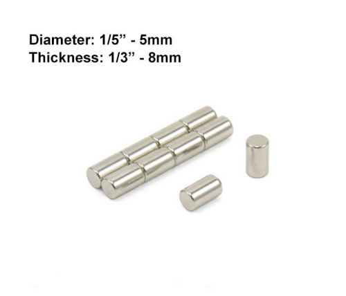 5mmx8mm Super Strong Neodymium Disc Magnets - 5x8mm - 1/5&#034;x1/3&#034; Fridge Magnet