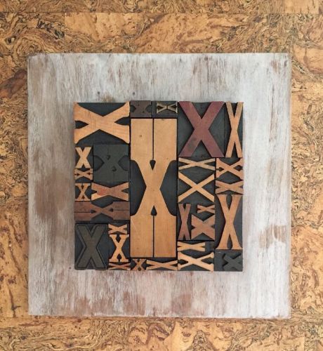 Antique Letterpress -  Letter X Collage - Wooden Type Font - Kisses